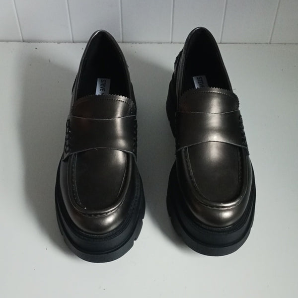 Steve Madden Pewter Platform  Loafers.