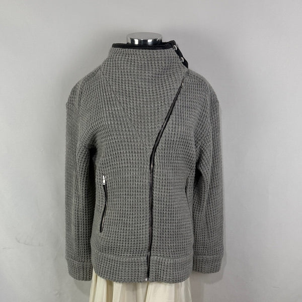 IRO Gray Leather Trim Knit Jacket