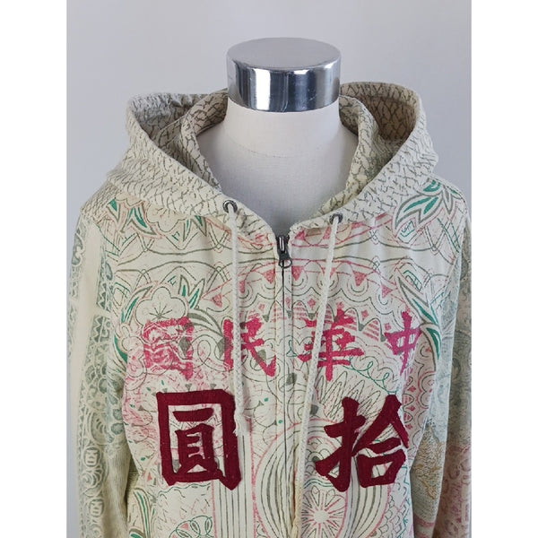 LUCKY BRAND Y2K ASIAN MONEY TARE ZIP JACKET.
