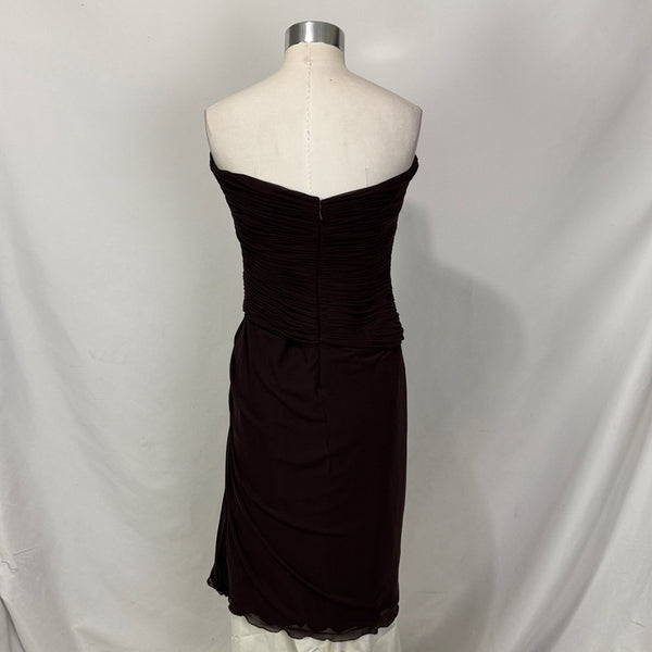 Vicky Tiel  Brown Pleated Silk Dress with Jacket