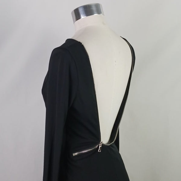 BeBe Black Long Sleeve With Zip Gown.