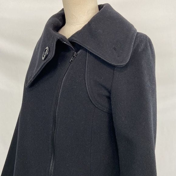 Soia & Kyo Black Side Zip 3/4 Wool Blend Coat