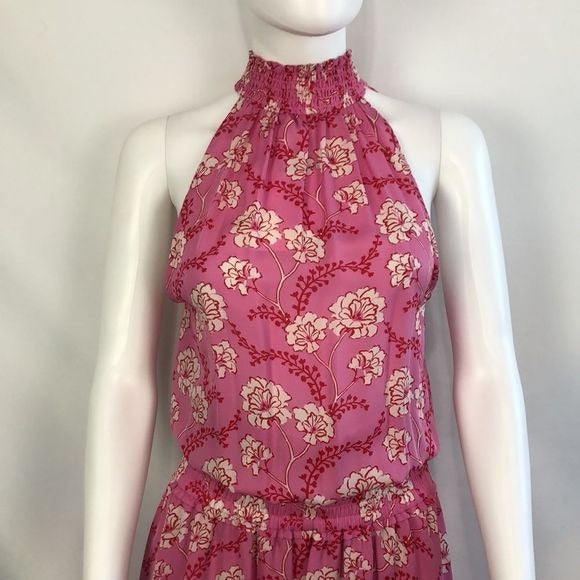 ALC NWT Pink Floral Hi-Neck Peasant Dress