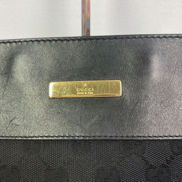 Gucci Black Canvas Logo With Leather Trim Cross Bag