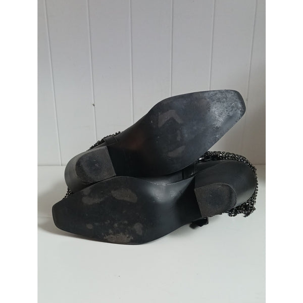DANIEL DIAMOND BLACK WITH CRYSTAL FRINGE COWBOY BOOTS.