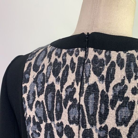 Stogova grey animal print black color block dress