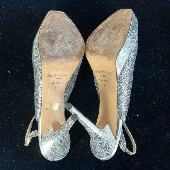 Jimmy Choo Silver Sparkly Stiletto Platform