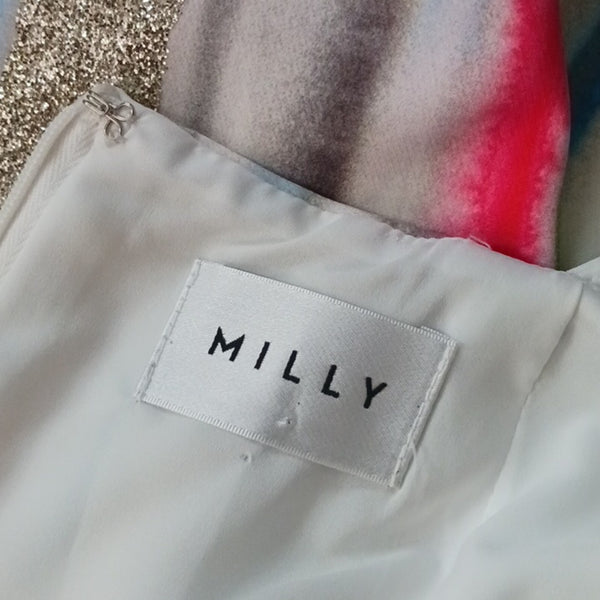 Milly Multicolor Shimmer Striped Midi Dress