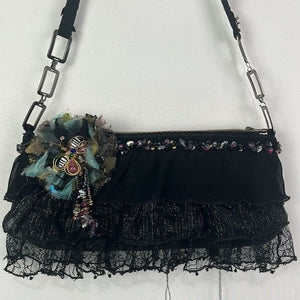 Mary Frances Black Beaded Butterfly Bag