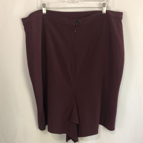 Marina Ronaldo Maroon Skirt with Kick Pleat