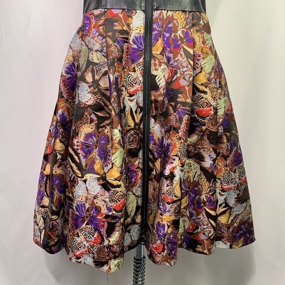 Miri Black Leather Top Multi Print Dress