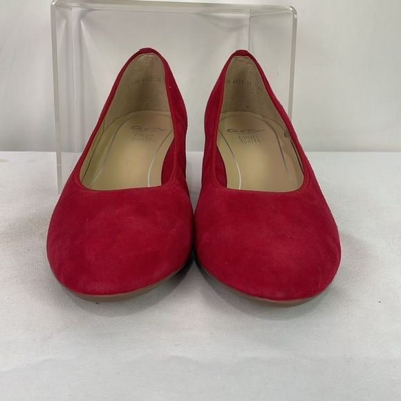 NEW Ara Red Suede Block Heel Pumps