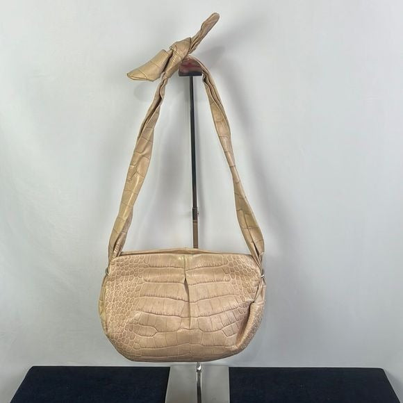 Marni Tan Crocodile Leather Tied Strap Satchel