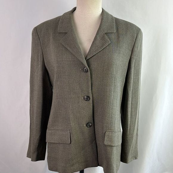 Burberry Vintage Olive Jacket and Skirt Suit Set
