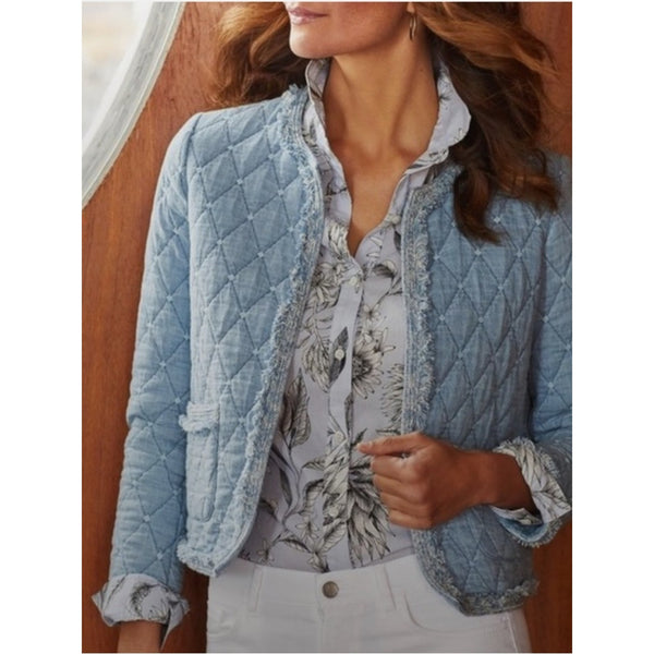 J MCLOUGHLIN DENIM QUILTED JACKET.