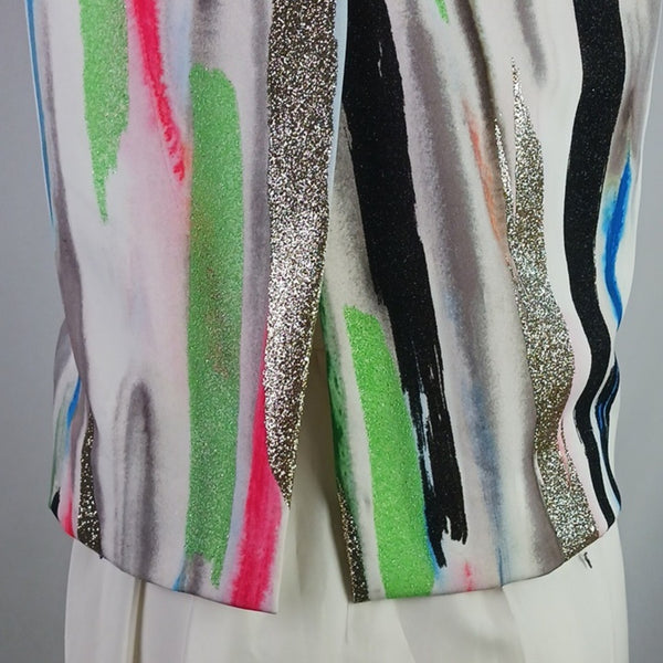 Milly Multicolor Shimmer Striped Midi Dress