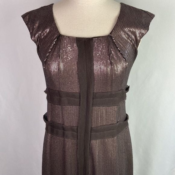 Robert Rodriguez Copper Beaded Cocktail Dress