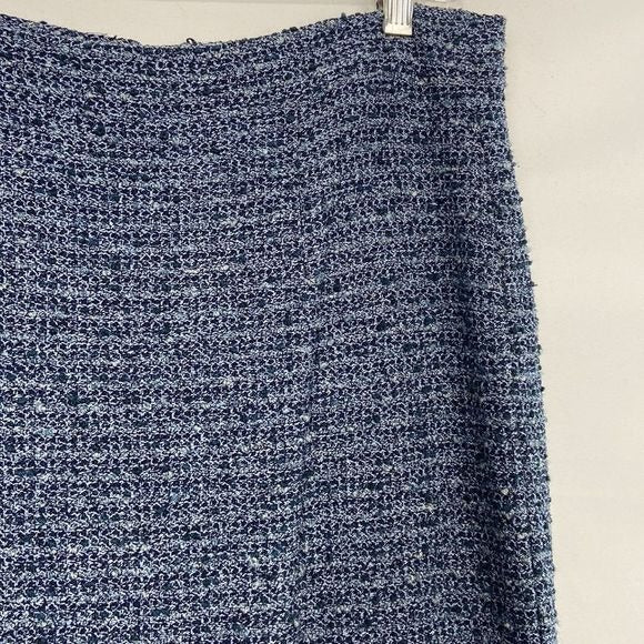 St John Blue Tweed w Zip Back Pockets Skirt