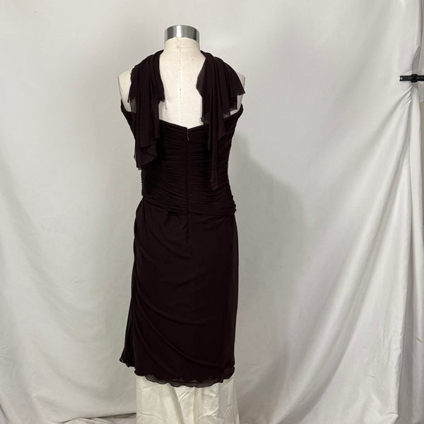 Vicky Tiel  Brown Pleated Silk Dress with Jacket