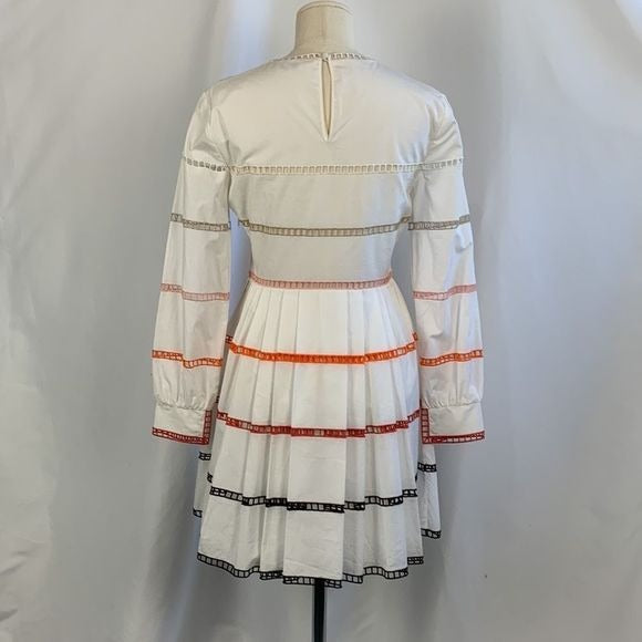 Fendi White Dress With Multi Ribbon Detail and Flare Fit