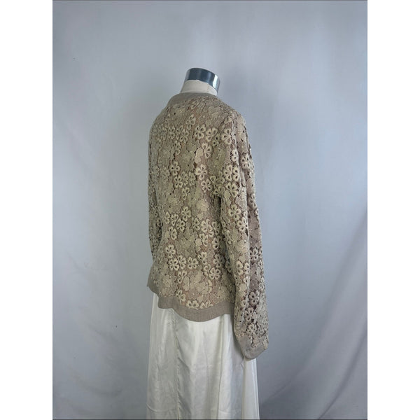 VALENTINO VINTAGE TAN CROCHET BLAZER JACKET