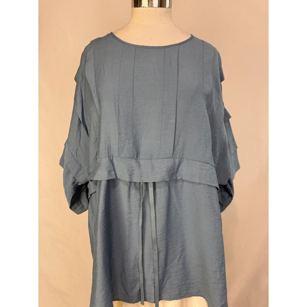 SEE BY CHLOE BLUE TIE WAIST LAYERED TOP
