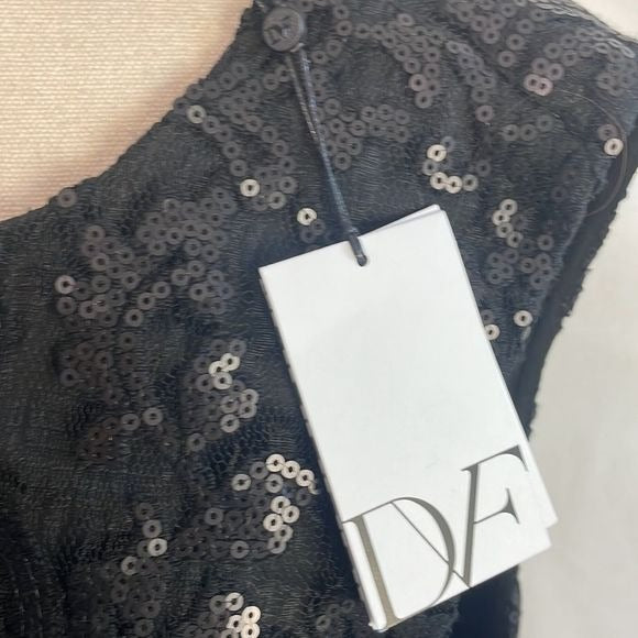 D Von Furstenberg NWT Black Sequined Mini Dress