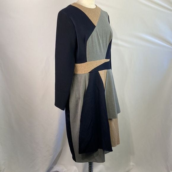 Stogova Tan Gray Black Color Block Dress