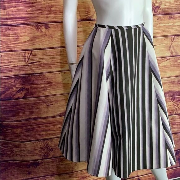 Jason Wu Lilac & Brown Stripe Flare Midi Skirt