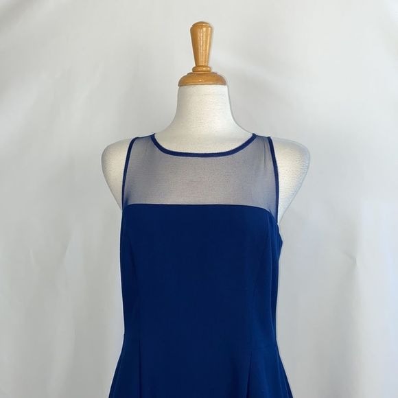 That Look Navy Midi Dress w/ Sheer Panels
