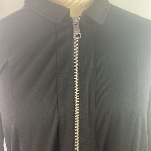Burberry Black Tie Waist Zip Front Midi Dress