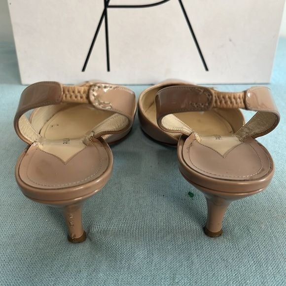 Paul Andrew Tan Patent Sling Back Heels