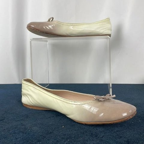 Prada Cream Tan Ombré Patent Flats