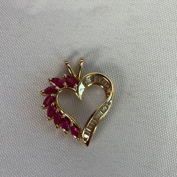 Rubies 1/2ky Diamonds Heart Pendant