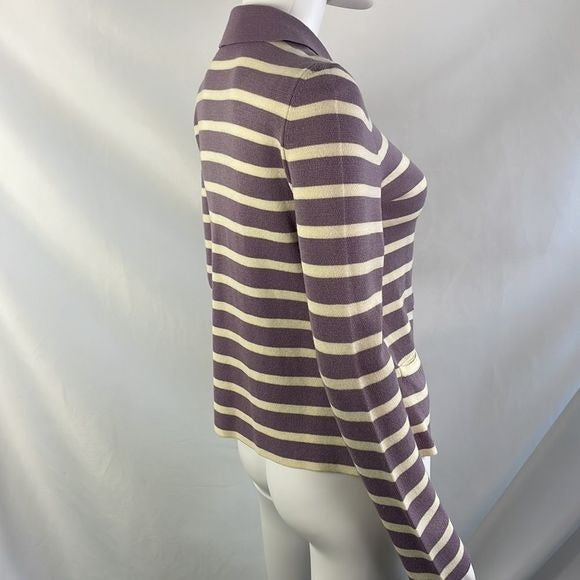 Moschino Purple and Cream Striped With Rope Cardigan