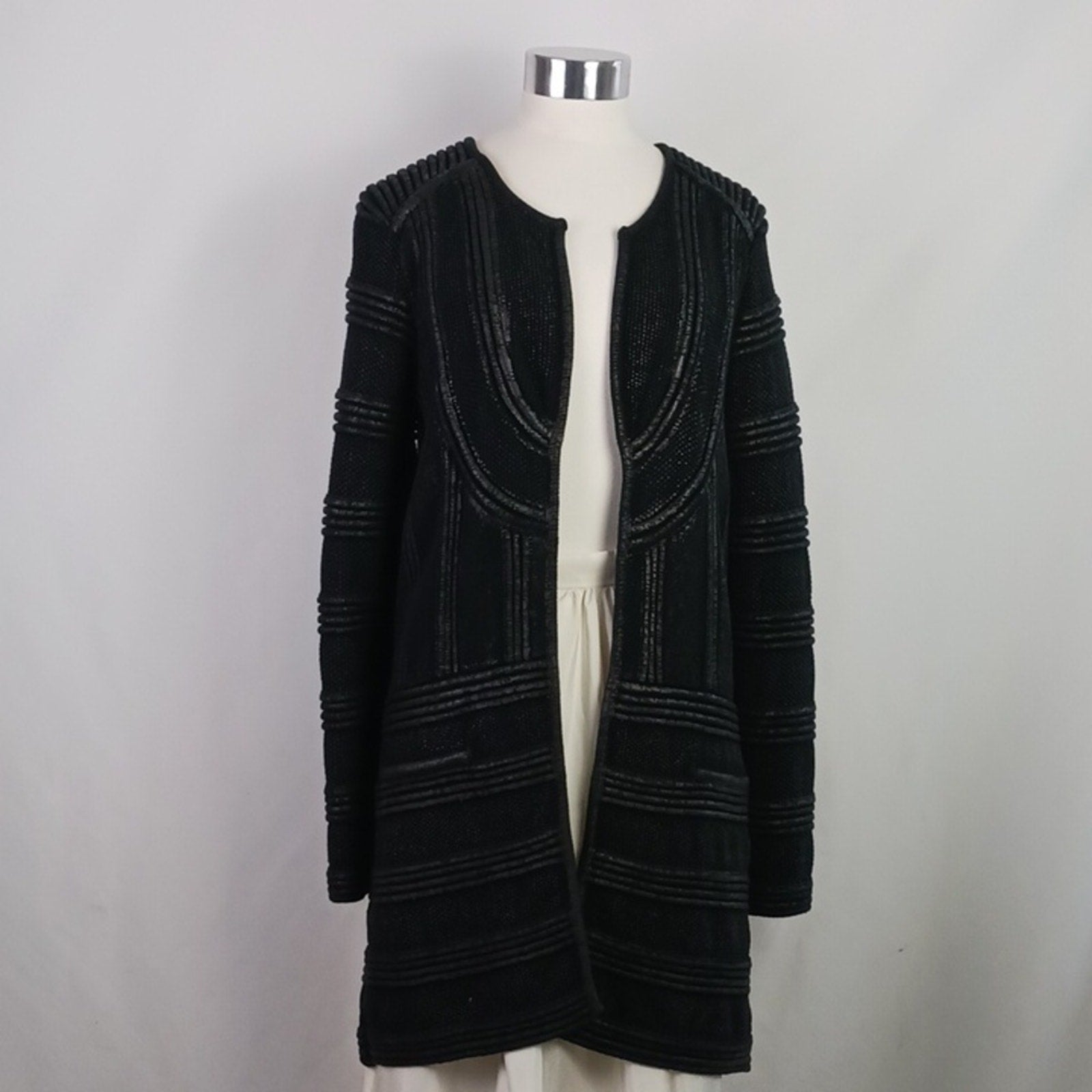 Isabel Marant Black Ribbed Coated 3/4 Knit Jacket