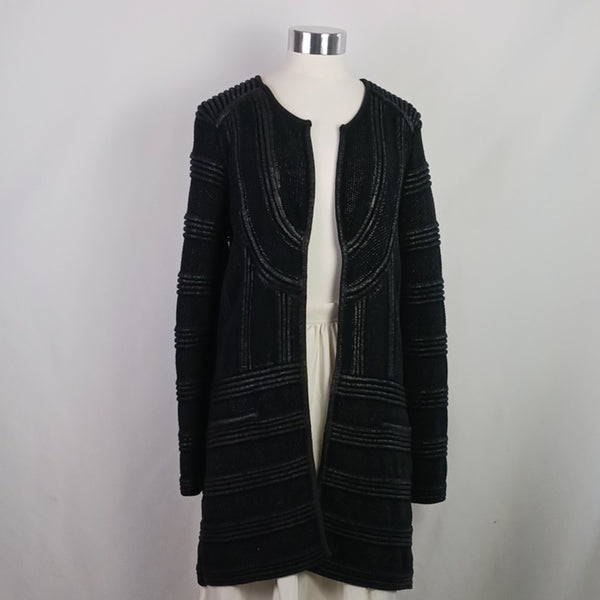 Isabel Marant Black Ribbed Coated 3/4 Knit Jacket