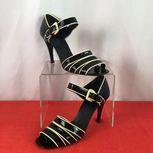 Prada Black Patent w Cream Trim Heels