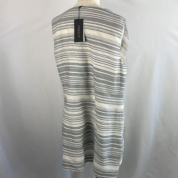 NWT Lafayette 148 Blue Cream Striped Linen Tank Top