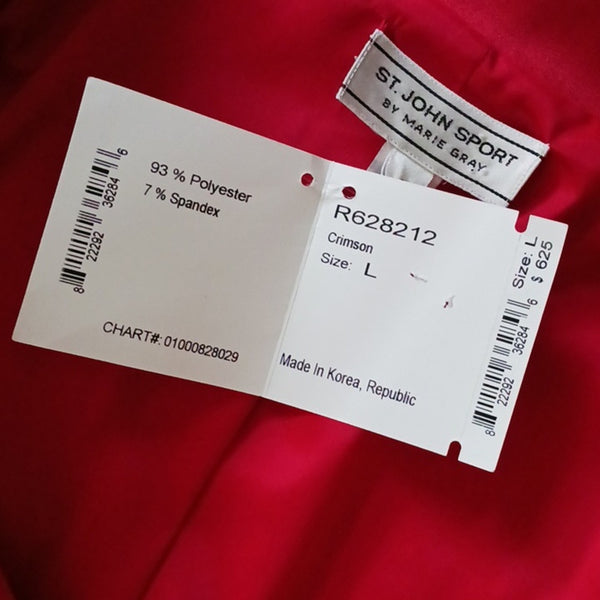 St. John Red Quilted Satin Jacket NWT