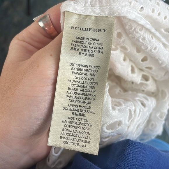 Burberry White Eyelet w Cami Blouse