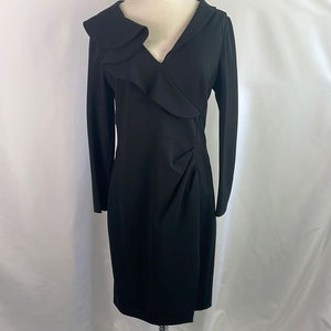 Valentino Black Ruffle Front Midi Dress