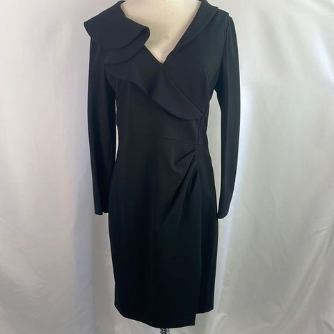Valentino Black Ruffle Front Midi Dress