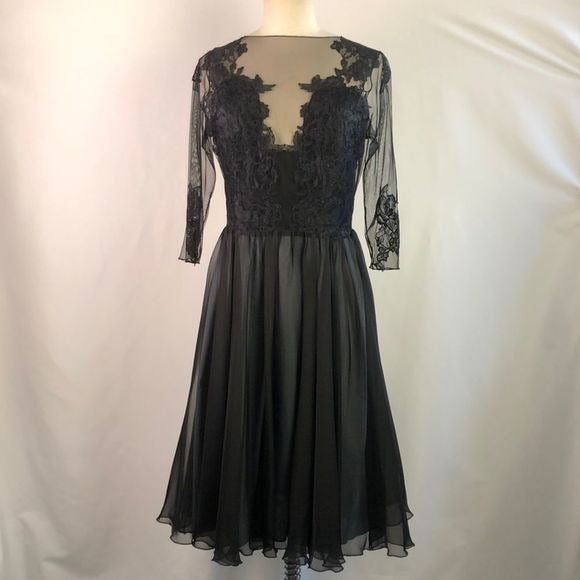 Black Lace Fit Flare O’Blanc Cocktail