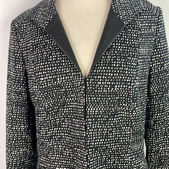 Lafayette 148 NWT Black White Print Open Front Jacket