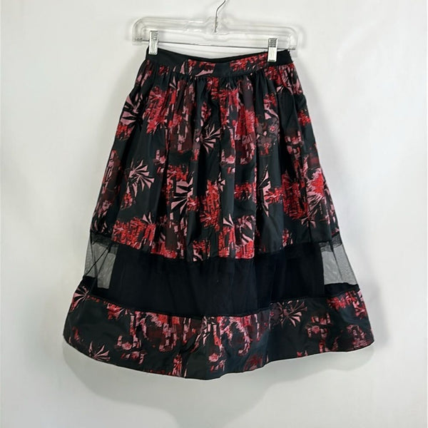 NWT Alice and Olivia Black Multi Floral A Line Skirt