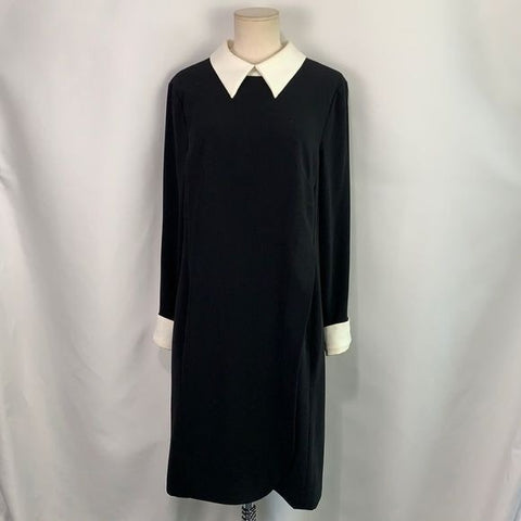 Mikael Aghal Black Dress w/ Cream Collar/Cuffs