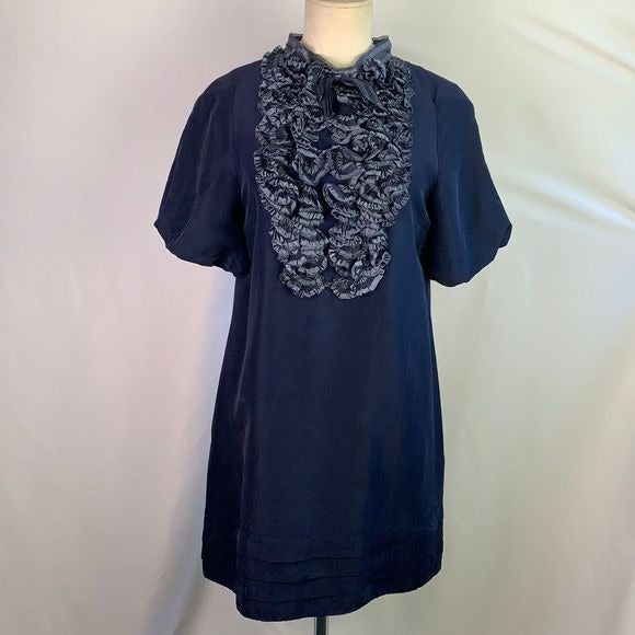 Marc by Marc Jacobs Blue Ruffle front mini dress