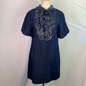 Marc by Marc Jacobs Blue Ruffle front mini dress