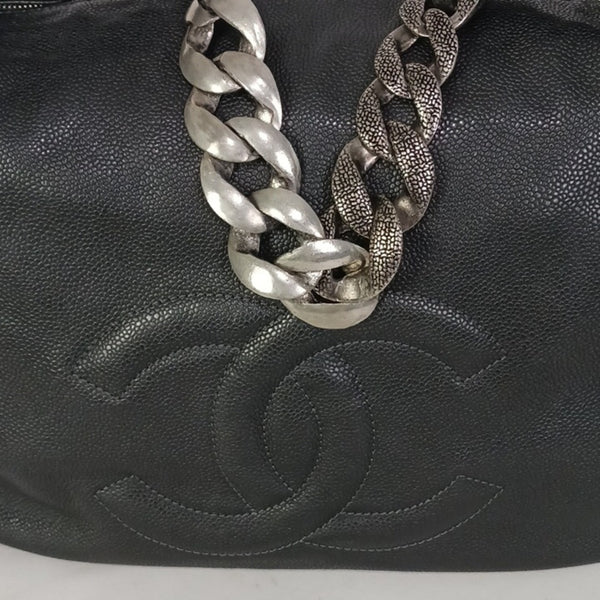 Chanel Black Caviar Hobo W Chain Strap.